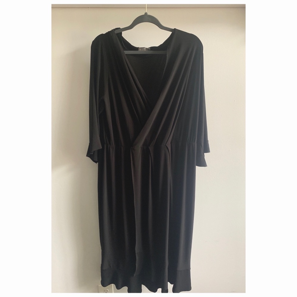 ASOS black midi stretchy dress 3/4 sleeve size 18